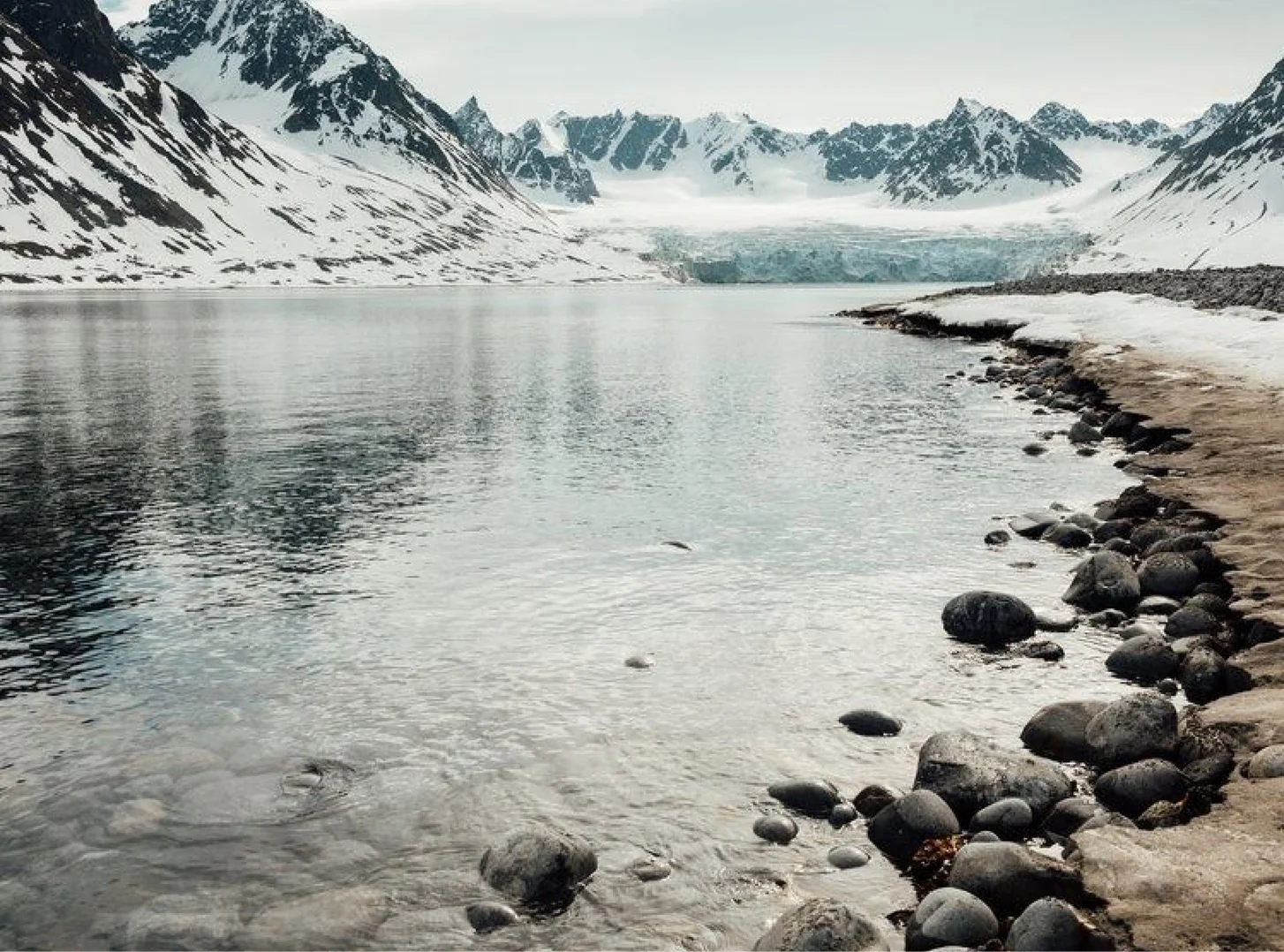 Svalbard coastline with glaciers