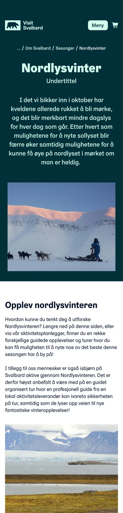 Visit Svalbard website on mobile